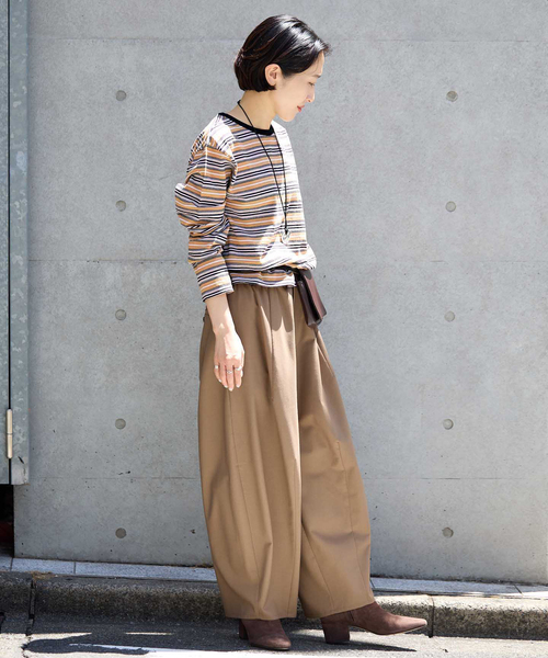 Girls Department Club(ガールズデパートメントクラブ)の「Girls Department Club/ガールズデパートメントクラブ LAYER LS TRIPLE BORDER LAYER(Tシャツ/カットソー・レディース・ベージュ/グリーン・FREE)」の18枚目の写真
