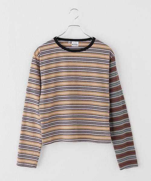 Girls Department Club(ガールズデパートメントクラブ)の「Girls Department Club/ガールズデパートメントクラブ LAYER LS TRIPLE BORDER LAYER(Tシャツ/カットソー・レディース・ベージュ/グリーン・FREE)」の7枚目の写真