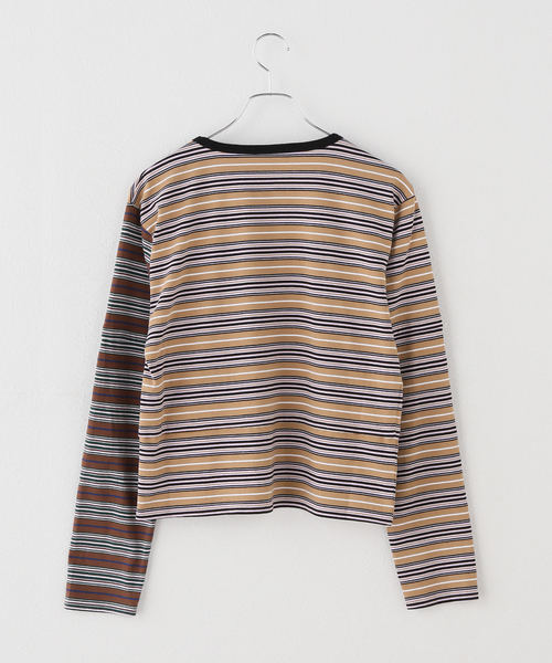 Girls Department Club(ガールズデパートメントクラブ)の「Girls Department Club/ガールズデパートメントクラブ LAYER LS TRIPLE BORDER LAYER(Tシャツ/カットソー・レディース・ベージュ/グリーン・FREE)」の8枚目の写真