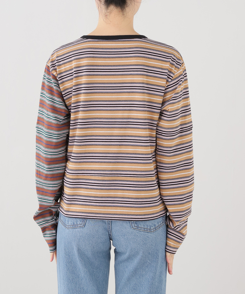 Girls Department Club(ガールズデパートメントクラブ)の「Girls Department Club/ガールズデパートメントクラブ LAYER LS TRIPLE BORDER LAYER(Tシャツ/カットソー・レディース・ベージュ/グリーン・FREE)」の6枚目の写真