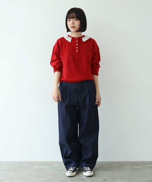 bulle de savon(ビュルデサボン)の「8oz ムラ糸デニムパンツ(デニムパンツ・レディース・ブルー/ネイビー・FREE)」の8枚目の写真