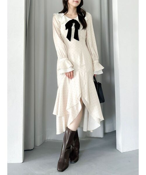 dazzlin(ダズリン)の「ラッフルティアードイレヘムワンピース(ワンピース・レディース・ブラック/アイボリー・MEDIUM/SMALL)」の14枚目の写真