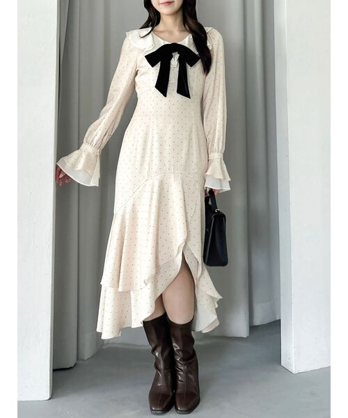 dazzlin(ダズリン)の「ラッフルティアードイレヘムワンピース(ワンピース・レディース・ブラック/アイボリー・MEDIUM/SMALL)」の15枚目の写真