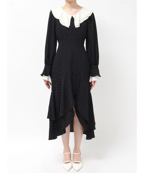 dazzlin(ダズリン)の「ラッフルティアードイレヘムワンピース(ワンピース・レディース・ブラック/アイボリー・MEDIUM/SMALL)」の11枚目の写真