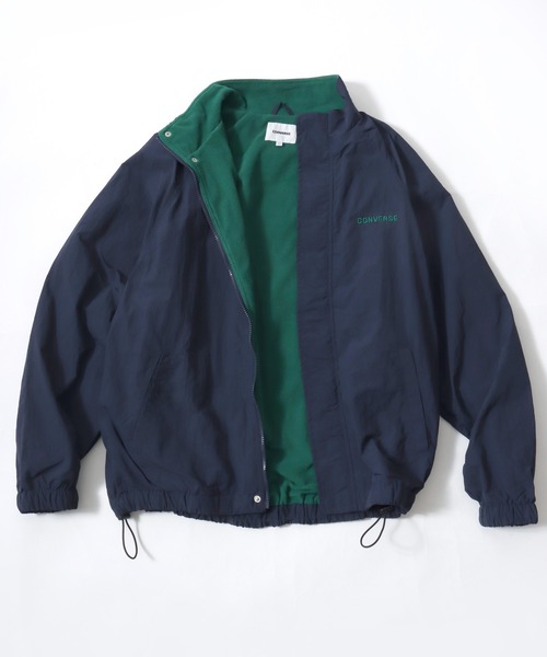 CONVERSE(コンバース)の「CONVERSE/コンバース Nylon Fleece-Lined Jacket/オーバーサイズ 裏フリース カラー配色 スタンドブルゾン/ナイロンジャケット/レディース メンズ(ブルゾン・レディース・ネイビー/アイボリー/ブラック/ブラウン・LL/L/M)」の4枚目の写真
