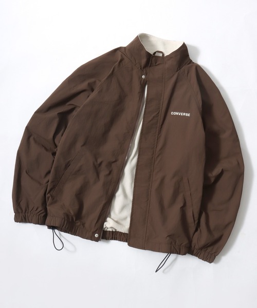 CONVERSE(コンバース)の「CONVERSE/コンバース Nylon Fleece-Lined Jacket/オーバーサイズ 裏フリース カラー配色 スタンドブルゾン/ナイロンジャケット/レディース メンズ(ブルゾン・レディース・ネイビー/アイボリー/ブラック/ブラウン・LL/L/M)」の7枚目の写真