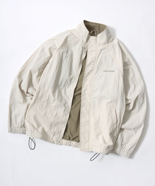 CONVERSE(コンバース)の「CONVERSE/コンバース Nylon Fleece-Lined Jacket/オーバーサイズ 裏フリース カラー配色 スタンドブルゾン/ナイロンジャケット/レディース メンズ(ブルゾン・レディース・ネイビー/アイボリー/ブラック/ブラウン・LL/L/M)」の5枚目の写真