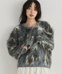 総柄シャギーニット