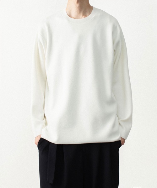 ATTACHMENT(アタッチメント)の「【LIMITED】W/PEダブルニット クルーネック プルオーバー / W/PE DDOUBLE KNIT CREWNECK PULLOVER(ニット/セーター・メンズ・ライトグレー/ブラック/オフホワイト・3/2/1/4)」の1枚目の写真