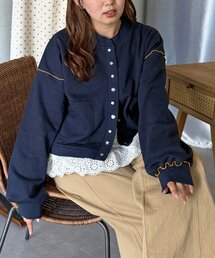 多ボタンメロー裏毛カーディガン