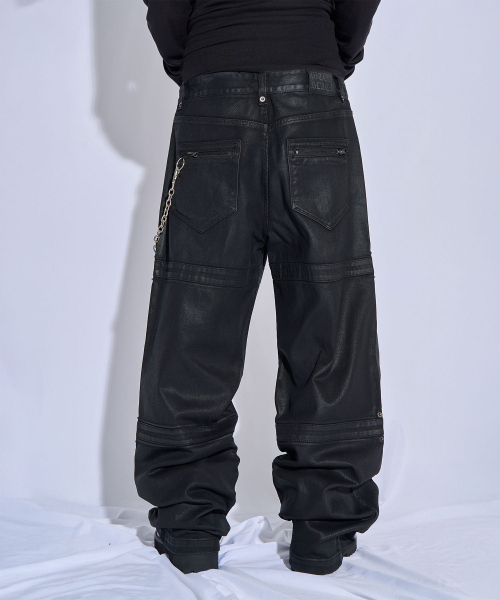 PITCHBLACK(ピッチブラック)の「コーテッドリベットワイドパンツ(ブラック)(その他パンツ・メンズ・その他・X-LARGE/MEDIUM/LARGE)」の2枚目の写真