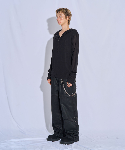 PITCHBLACK(ピッチブラック)の「コーテッドリベットワイドパンツ(ブラック)(その他パンツ・メンズ・その他・X-LARGE/MEDIUM/LARGE)」の3枚目の写真