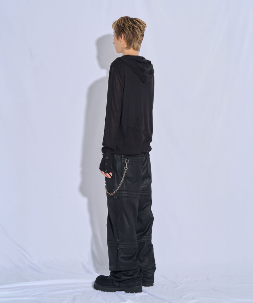 PITCHBLACK(ピッチブラック)の「コーテッドリベットワイドパンツ(ブラック)(その他パンツ・メンズ・その他・X-LARGE/MEDIUM/LARGE)」の4枚目の写真
