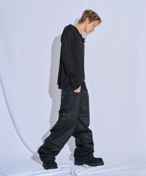 PITCHBLACK(ピッチブラック)の「コーテッドリベットワイドパンツ(ブラック)(その他パンツ・メンズ・その他・X-LARGE/MEDIUM/LARGE)」の6枚目の写真