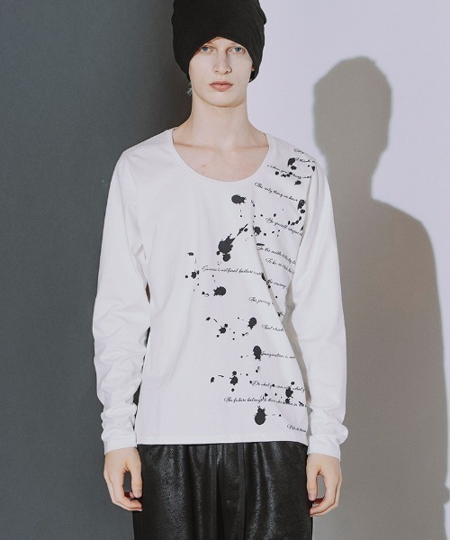 NO ID.(ノーアイディ)の「mlt5868- Archive of thoughtプリントPO ロングスリーブカットソー(859006-585T)(Tシャツ/カットソー・メンズ・ホワイト/ブラック・2/1)」の9枚目の写真