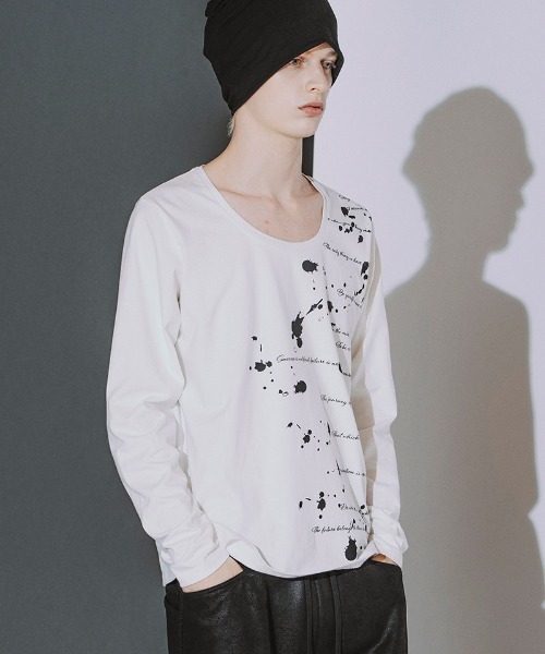 NO ID.(ノーアイディ)の「mlt5868- Archive of thoughtプリントPO ロングスリーブカットソー(859006-585T)(Tシャツ/カットソー・メンズ・ホワイト/ブラック・2/1)」の10枚目の写真