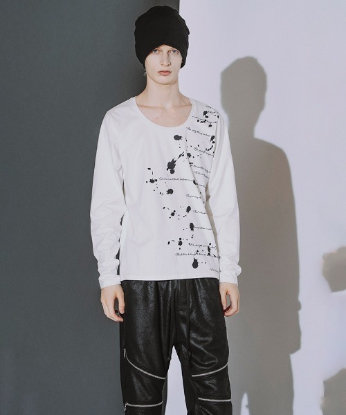 NO ID.(ノーアイディ)の「mlt5868- Archive of thoughtプリントPO ロングスリーブカットソー(859006-585T)(Tシャツ/カットソー・メンズ・ホワイト/ブラック・2/1)」の12枚目の写真