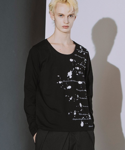 NO ID.(ノーアイディ)の「mlt5868- Archive of thoughtプリントPO ロングスリーブカットソー(859006-585T)(Tシャツ/カットソー・メンズ・ホワイト/ブラック・2/1)」の15枚目の写真
