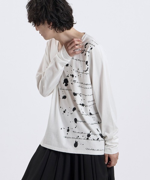 NO ID.(ノーアイディ)の「mlt5868- Archive of thoughtプリントPO ロングスリーブカットソー(859006-585T)(Tシャツ/カットソー・メンズ・ホワイト/ブラック・2/1)」の20枚目の写真