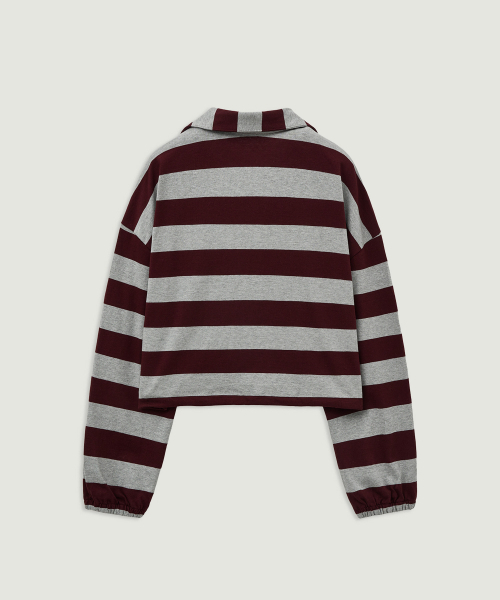 LMOOD WOMEN(エルムード ウーマン)の「MASONS ストライプ ラグビーシャツ バーガンディ/グレー ST(Tシャツ/カットソー・レディース・その他・36/38)」の3枚目の写真