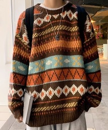 DSノルディック柄クルーネックニット