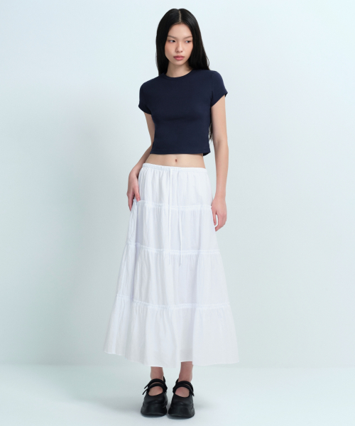 MUSINSA STANDARD WOMAN（ムシンサスタンダードウーマン）の「ウィメンズコットンティアードロングスカート[ホワイト]（スカート・レディース・その他・SMALL/MEDIUM/LARGE/X-SMALL）」の3枚目の写真