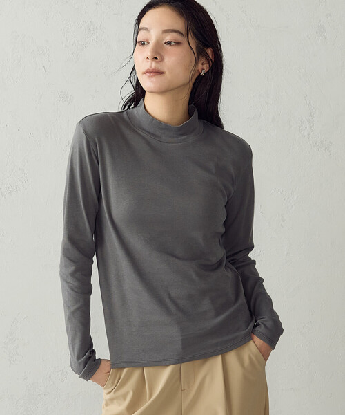 COMME CA ISM（コムサイズム）の「あったか ハイネックTシャツ（Tシャツ/カットソー・レディース・ブラック/グレー/ネイビー/ホワイト・L/M）」の3枚目の写真