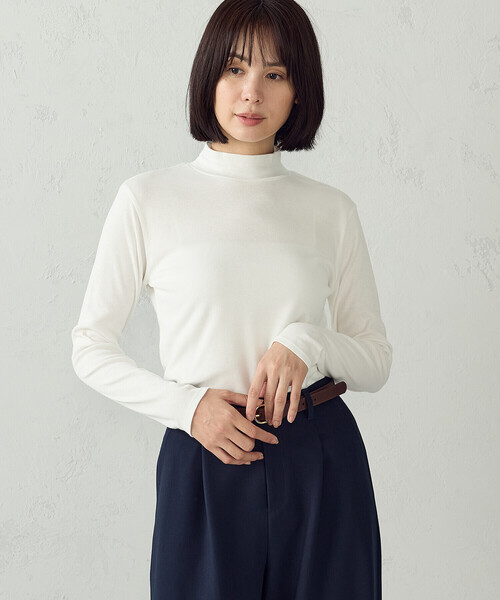 COMME CA ISM（コムサイズム）の「あったか ハイネックTシャツ（Tシャツ/カットソー・レディース・ブラック/グレー/ネイビー/ホワイト・L/M）」の5枚目の写真
