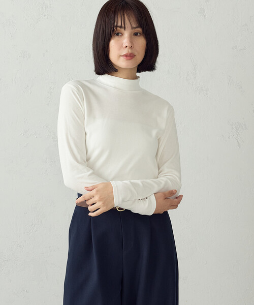 COMME CA ISM（コムサイズム）の「あったか ハイネックTシャツ（Tシャツ/カットソー・レディース・ブラック/グレー/ネイビー/ホワイト・L/M）」の6枚目の写真