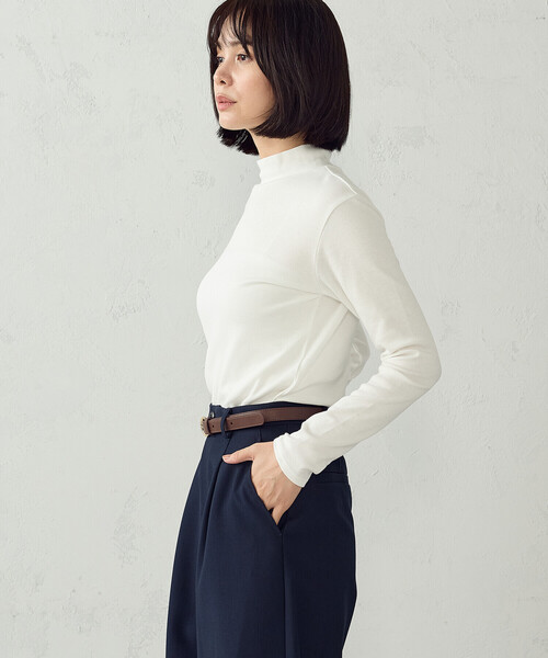 COMME CA ISM（コムサイズム）の「あったか ハイネックTシャツ（Tシャツ/カットソー・レディース・ブラック/グレー/ネイビー/ホワイト・L/M）」の7枚目の写真