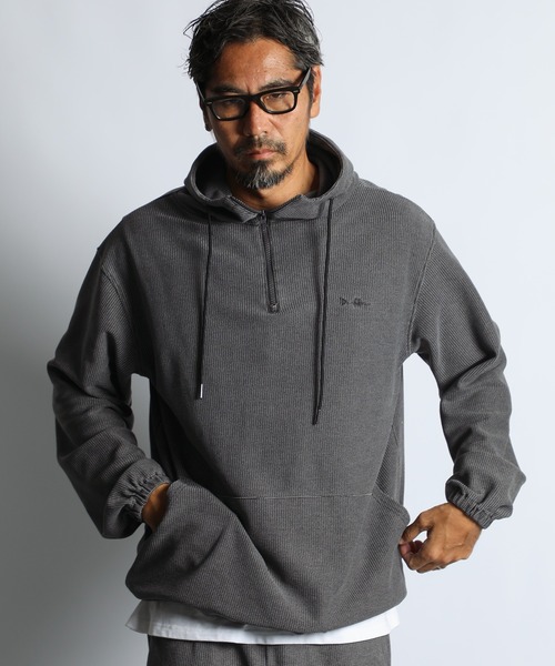GARMENT-DYE KNIT-LIKE RUSSELL PULLOVER HOODIE：ガーメントダイ
