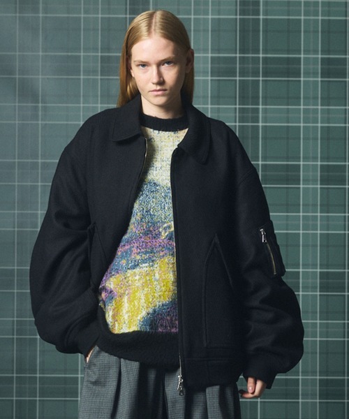 MAISON SPECIAL（メゾンスペシャル）の「《UNISEX》【Italian Dead Stock Fabric】プライムオーバーA-2フライトブルゾン/Prime-Over A-2 Flight Jacket【MAISON SPECIAL/メゾンスペシャル】（ブルゾン・メンズ・ダークネイビー/グレイッシュベージュ/ネイビー/ライトブルー/ブラック・0/1/2）」の2枚目の写真