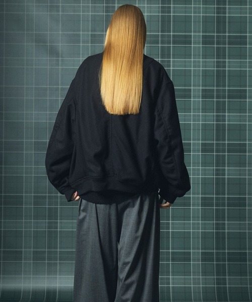 MAISON SPECIAL（メゾンスペシャル）の「《UNISEX》【Italian Dead Stock Fabric】プライムオーバーA-2フライトブルゾン/Prime-Over A-2 Flight Jacket【MAISON SPECIAL/メゾンスペシャル】（ブルゾン・メンズ・ダークネイビー/グレイッシュベージュ/ネイビー/ライトブルー/ブラック・0/1/2）」の12枚目の写真