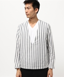 Vネック プルオーバー シャツジャケット 裾スピンドル付