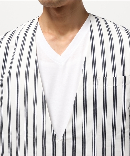 KICS DOCUMENT.(キクス ドキュメント)の「Vネック プルオーバー シャツジャケット 裾スピンドル付(シャツ/ブラウス・メンズ・Navy・4)」の4枚目の写真