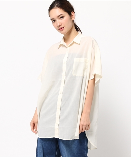 MOUSSY（マウジー）の「OVER SIZED SHIRT F（シャツ/ブラウス・レディース・ホワイト系その他/ホワイト/カーキ・FREE）」の6枚目の写真
