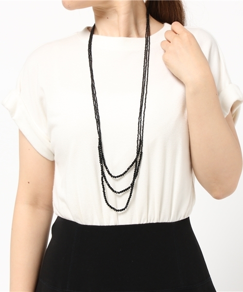 INTERPLANET WINGS（インタープラネットウィング）の「3連チェコビーズネックレス（ネックレス・レディース・シルバー/ブラック/グレー・FREE）」の7枚目の写真