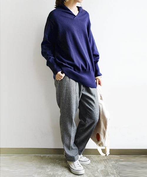 and it_（アンドイット）の「フーディー風ネックロングリブコットンニット（ニット/セーター・レディース・ネイビー/ブラック/ボルドー/グレー/ブルー/ピンク/モカ/オフホワイト/カーキ/クリーム/レッド系その他・LARGE/MEDIUM）」の22枚目の写真