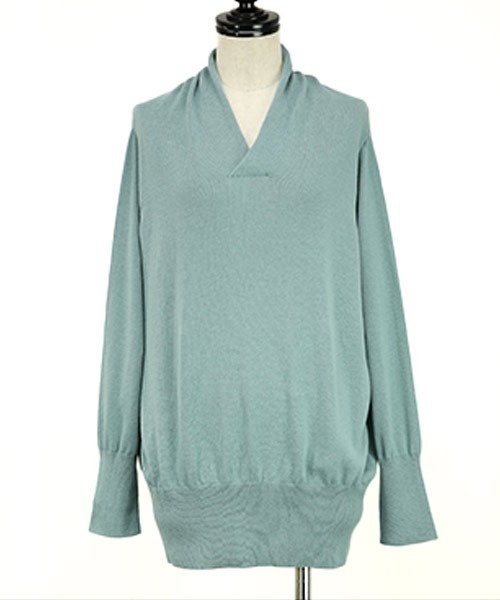 and it_（アンドイット）の「フーディー風ネックロングリブコットンニット（ニット/セーター・レディース・ネイビー/ブラック/ボルドー/グレー/ブルー/ピンク/モカ/オフホワイト/カーキ/クリーム/レッド系その他・LARGE/MEDIUM）」の12枚目の写真