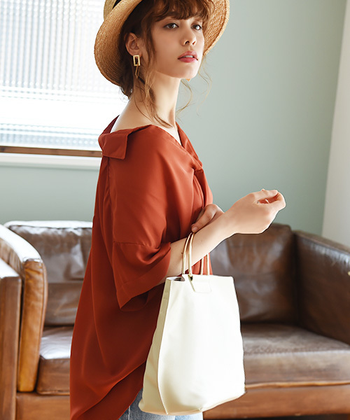 Luz Llena (philter)（ラズレナ　フィルター）の「[2way]メタルハンドル・トートショルダーバッグ/エコレザー（ショルダーバッグ・レディース・アイボリー/ブラック/グレー・ﾌﾘ-）」の9枚目の写真