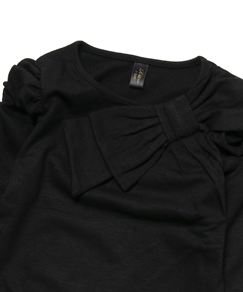 Rora(ローラ)の「キャリーリボンT(Tシャツ/カットソー・キッズ・ブラック・100cm/110cm/120cm/130cm/140cm/90㎝/150cm)」の3枚目の写真