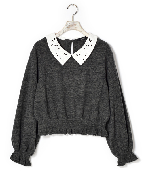 w closet（ダブルクローゼット）の「刺繍襟付きプルオーバー（Tシャツ/カットソー・レディース・オフホワイト/グレー/ラベンダー/チャコールグレー・FREE）」の10枚目の写真