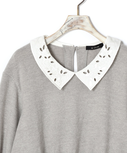 w closet（ダブルクローゼット）の「刺繍襟付きプルオーバー（Tシャツ/カットソー・レディース・オフホワイト/グレー/ラベンダー/チャコールグレー・FREE）」の14枚目の写真