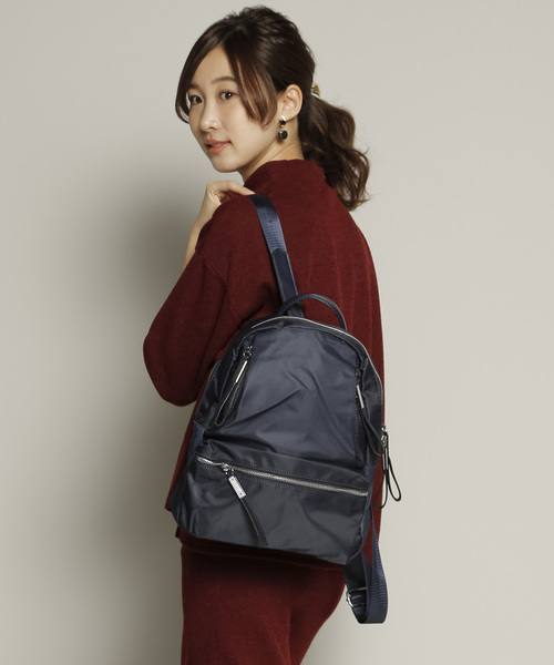 PLAIN CLOTHING（プレーンクロージング）の「ナイロンZIPカラーバックパック/リュック（バックパック/リュック・レディース・ブラック/ネイビー/グレー/カーキ/オレンジ/ボルドー・FREE）」の5枚目の写真