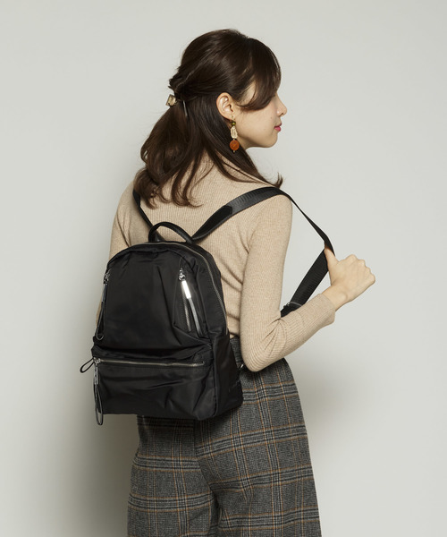 PLAIN CLOTHING（プレーンクロージング）の「ナイロンZIPカラーバックパック/リュック（バックパック/リュック・レディース・ブラック/ネイビー/グレー/カーキ/オレンジ/ボルドー・FREE）」の18枚目の写真