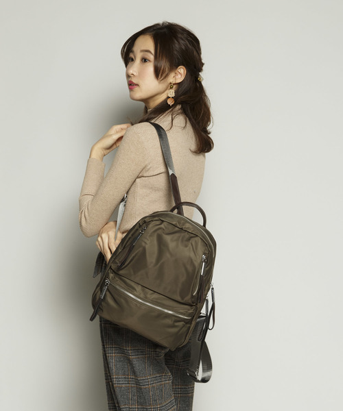 PLAIN CLOTHING（プレーンクロージング）の「ナイロンZIPカラーバックパック/リュック（バックパック/リュック・レディース・ブラック/ネイビー/グレー/カーキ/オレンジ/ボルドー・FREE）」の21枚目の写真