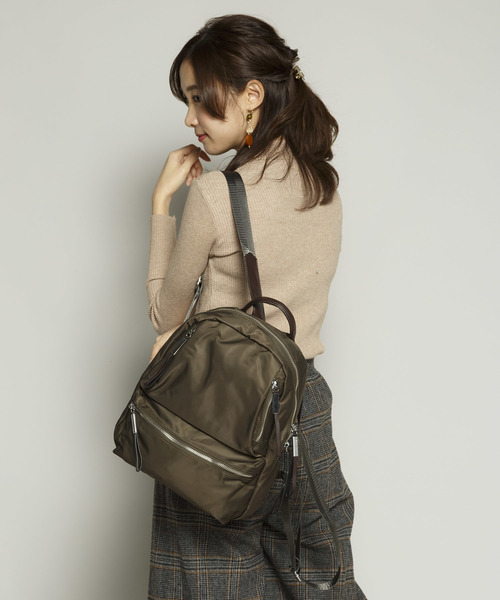 PLAIN CLOTHING（プレーンクロージング）の「ナイロンZIPカラーバックパック/リュック（バックパック/リュック・レディース・ブラック/ネイビー/グレー/カーキ/オレンジ/ボルドー・FREE）」の22枚目の写真