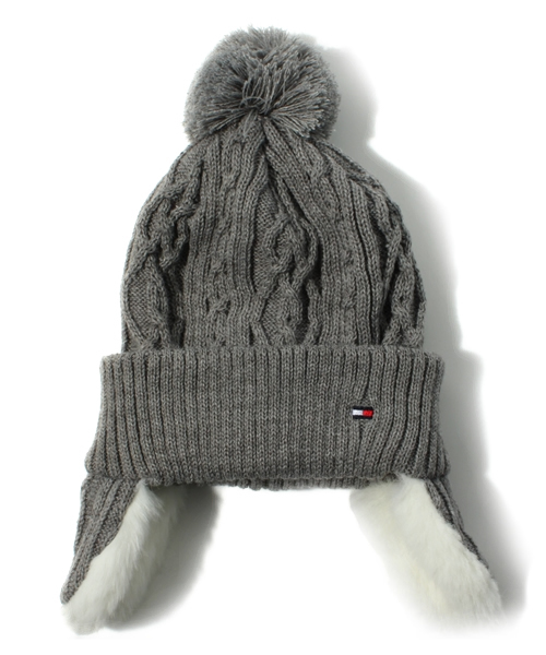TOMMY HILFIGER（トミーヒルフィガー）の「CABLE EAR COVER HAT（ニットキャップ/ビーニー・メンズ・ホワイト/グレー・FREE）」の7枚目の写真