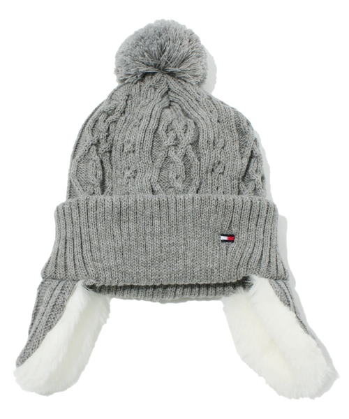 TOMMY HILFIGER（トミーヒルフィガー）の「CABLE EAR COVER HAT（ニットキャップ/ビーニー・メンズ・ホワイト/グレー・FREE）」の8枚目の写真