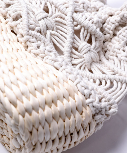 Casselini（キャセリーニ）の「Casselini/キャセリーニ　マクラメカゴショルダー（かごバッグ・レディース・ホワイト/ベージュ・ONE SIZE）」の12枚目の写真